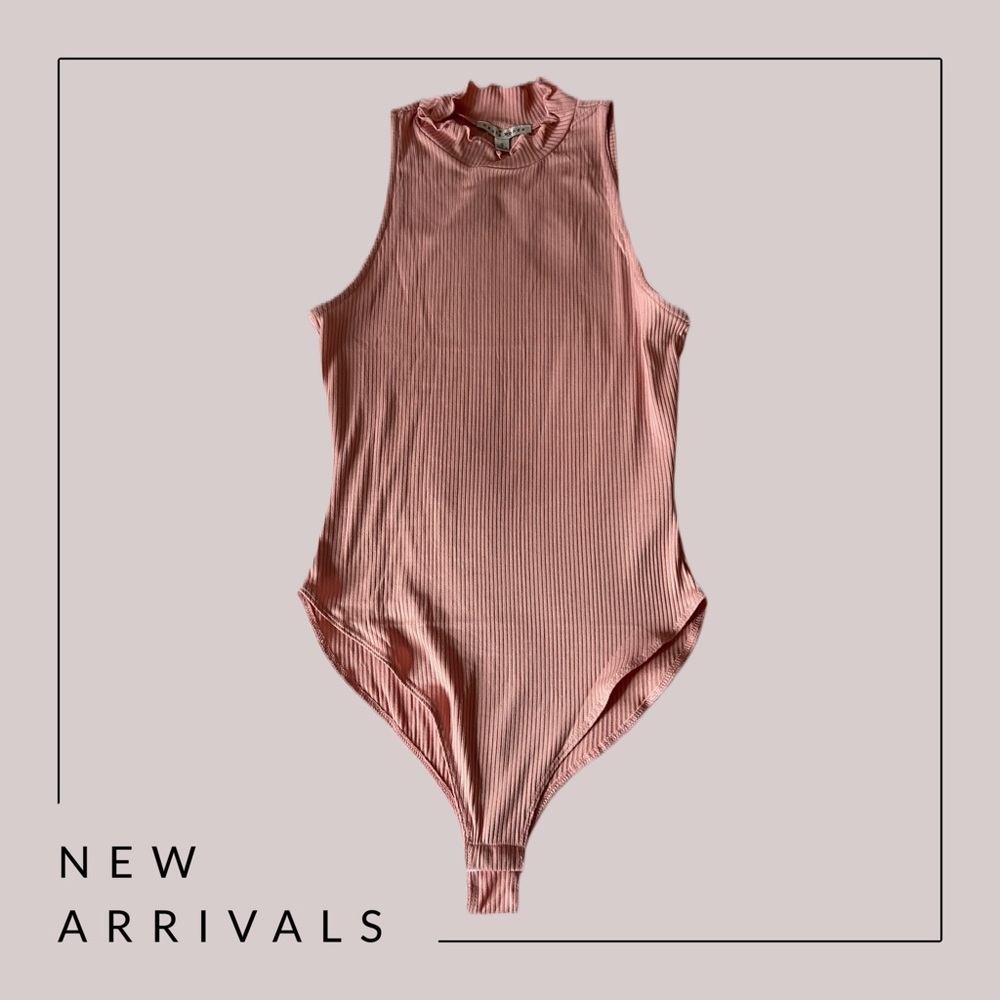 Sexy blush pink mock neck bodysuit
